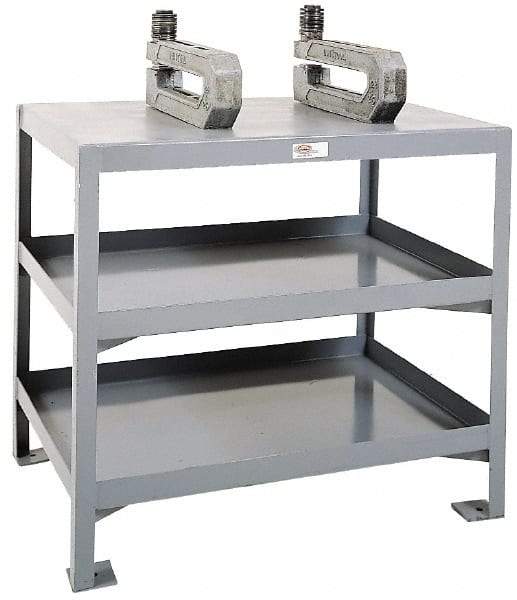 Made in USA - 36 Wide x 18" Deep x 32" High, Steel Machine Work Table - Edge Turned Down, Fixed Legs - Eagle Tool & Supply