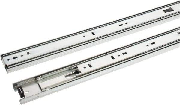 Knape & Vogt - 24" Slide Length, 24" Travel Length, Steel Precision Drawer Slide - 1/2" Wide, 1-13/16" High, 100 Lb Capacity at Full Extension, Chrome Finish - Eagle Tool & Supply