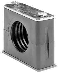 HYDAC - 1.97" Wide x 1.69" High x 1.18" Deep, Polypropylene Standard Duty Stainless Vibration-Control Clamp - Stainless Steel Plate, Mount with Weld Plate, Top Plate, Plastic Clamp Pair, Bolts - Eagle Tool & Supply