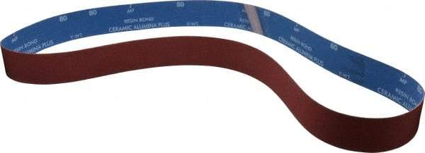 Norton - 2" Wide x 60" OAL, 80 Grit, Ceramic Abrasive Belt - Ceramic, Medium, Coated, Y Weighted Cloth Backing, Series R981 - Eagle Tool & Supply