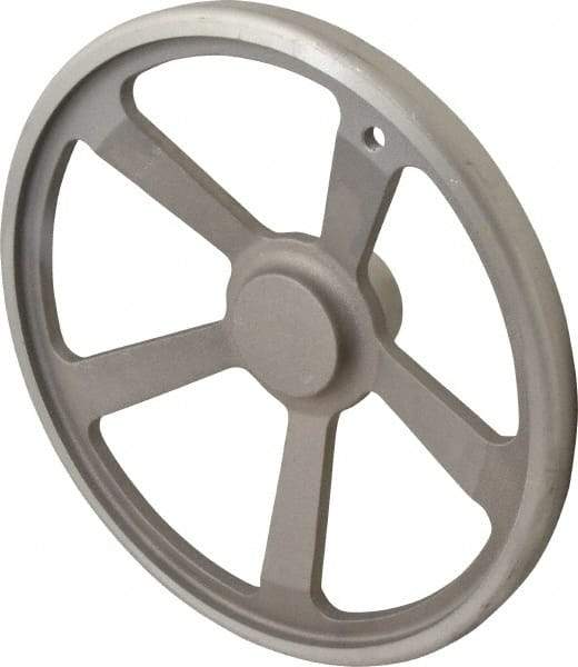 Jergens - 14", 5 Spoke Offset Handwheel with Handle - 2-3/4" Hub, Aluminum Alloy, Plain Finish - Eagle Tool & Supply