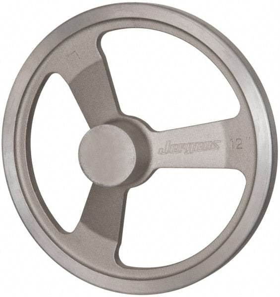 Jergens - 12", 3 Spoke Offset Handwheel - 2-1/2" Hub, Aluminum Alloy, Plain Finish - Eagle Tool & Supply