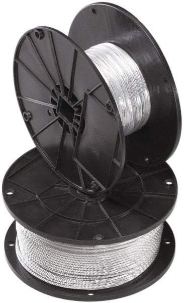 Cooper B-Line - 500' Long, 1/16" x 1/16" Diam, Steel Wire Rope - 96 Lb Breaking Strength, 7 x 7 Strand - Eagle Tool & Supply