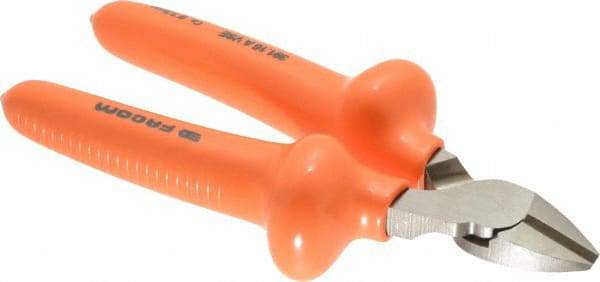 Facom - 6-5/16" OAL, 3.5mm Capacity, 3/4" Jaw Length x 13/32" Jaw Width, Insulated Diagonal Cutter Pliers - Standard Head, Cushion Grip Handles - Eagle Tool & Supply