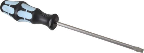 Wera - 6.5mm Blade Width, 255mm OAL Stainless Steel Slotted Screwdriver - 150mm Blade Length, Round Shank, Ergonomic Handle - Eagle Tool & Supply
