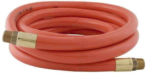 PRO-SOURCE - 1/2" ID x 3/4" OD 100' Long Multipurpose Air Hose - MNPT x MNPT Ends, 300 Working psi, 23 to 150°F, 1/2" Fitting, Orange - Eagle Tool & Supply