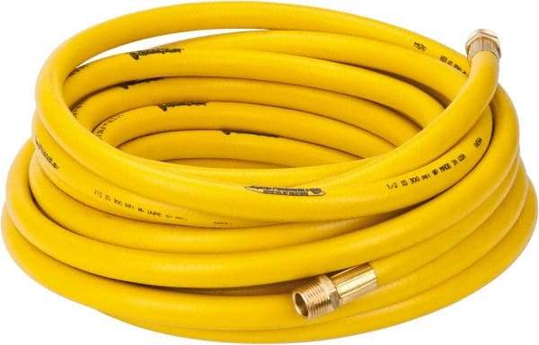 PRO-SOURCE - 1/2" ID x 3/4" OD 50' Long Multipurpose Air Hose - MNPT x MNPT Ends, 300 Working psi, 23 to 150°F, 1/2" Fitting, Yellow - Eagle Tool & Supply