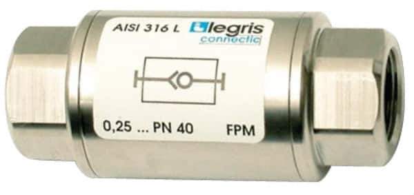 Legris - 1/8" Stainless Steel Check Valve - Unidirectional, FNPT x FNPT, 580 WOG - Eagle Tool & Supply