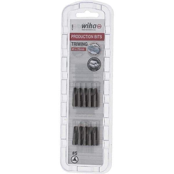 Wiha - 1/4" Drive, #5 Tri-Wing Screwdriver Bit - 1" OAL - Eagle Tool & Supply
