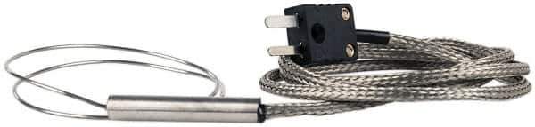 Thermo Electric - 0 to 1600°F, J Flexible, Thermocouple Probe - 3 Ft. Cable Length, Mini Connector, 12 Inch Probe Sheath Length, 3 Sec Response Time - Eagle Tool & Supply