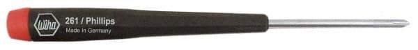 Wiha - #00, 4-5/8" OAL, Standard Phillips Screwdriver - 1-9/16" Blade Length, Ergonomic Handle - Eagle Tool & Supply