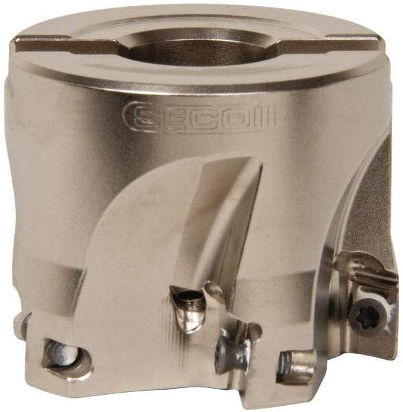 Seco - 5 Inserts, 2" Cut Diam, 3/4" Arbor Diam, 0.433" Max Depth of Cut, Indexable Square-Shoulder Face Mill - 0/90° Lead Angle, 1.57" High, XO.X 1204.. Insert Compatibility, Through Coolant, Series Super Turbo - Eagle Tool & Supply
