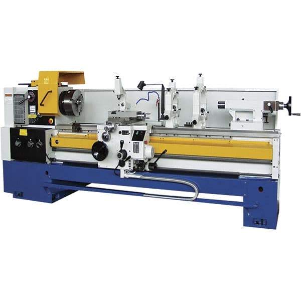 Summit - 20" Swing, 60" Between Centers, 120 Volt, Triple Phase Toolroom Lathe - 5MT Taper, 10 hp, 32 to 1,500 RPM, 4" Bore Diam, 44" Deep x 63" High x 114" Long - Eagle Tool & Supply
