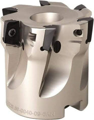 Seco - 3 Inserts, 32mm Cut Diam, 16mm Arbor Diam, 11mm Max Depth of Cut, Indexable Square-Shoulder Face Mill - 90° Lead Angle, 35mm High, XOMX 120408.. Insert Compatibility, Through Coolant, Series Turbo 12 - Eagle Tool & Supply
