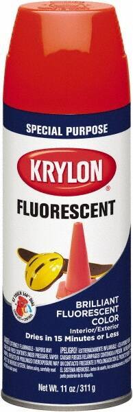 Krylon - Orange Yellow, Fluorescent, Aerosol Spray Paint - 15 to 20 Sq Ft per Can, 12 oz Container - Eagle Tool & Supply