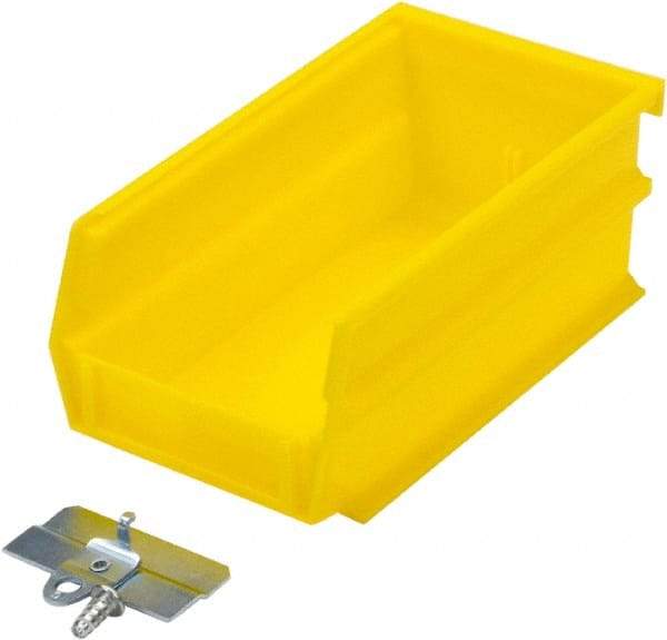 Triton - 7-3/8" Deep, Yellow Polypropylene Hopper Stacking Bin - 3" High x 4-1/8" Wide x 7-3/8" Long - Eagle Tool & Supply