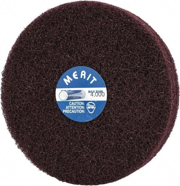 Merit Abrasives - 5" Diam, Medium Mounted Scrubber Buffing Wheel - 3 Ply, Medium Grade, 1/4" Shank Diam, 4,000 RPM - Eagle Tool & Supply