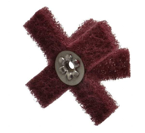 Merit Abrasives - 3" Diam Medium Density Cross Buff - 2 Plys, 1/4-20 Thread, Very Fine Grade, 8,000 Max RPM - Eagle Tool & Supply