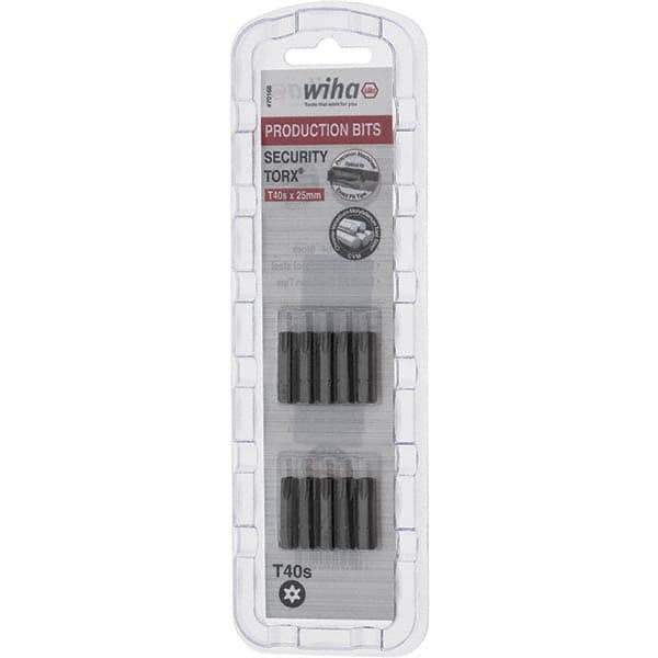 Wiha - 1/4" Drive T40 Tamperproof Torx Screwdriver Bit - 1" OAL, Tamper Resistant Bit - Eagle Tool & Supply