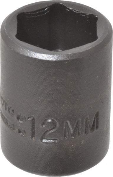 Proto - 1/4" Drive 12mm Standard Impact Socket - 6 Points, 7/8" OAL - Eagle Tool & Supply