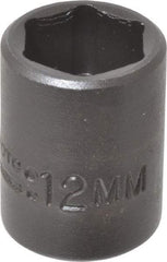 Proto - 1/4" Drive 12mm Standard Impact Socket - 6 Points, 7/8" OAL - Eagle Tool & Supply