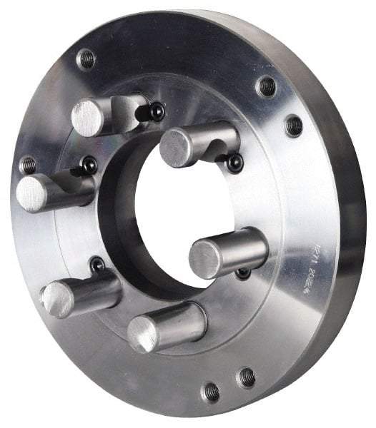 Pratt Burnerd America - Adapter Back Plate for 6" Diam Self Centering Lathe Chucks - D1-4 Mount, 1.81" Through Hole Diam, Steel - Eagle Tool & Supply