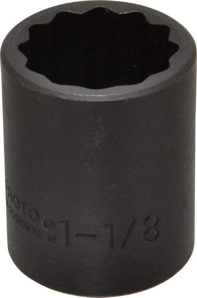 Proto - 1/2" Drive 1-1/8" Standard Impact Socket - 12 Points, 2" OAL - Eagle Tool & Supply
