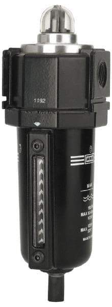 ARO/Ingersoll-Rand - 1/2" Port, 13.2" High x 4-3/4" Wide, FRL Filter with Metal Bowl & Manual Drain - 200 Max psi, 175°F Max, 2.8 oz Bowl Capacity - Eagle Tool & Supply
