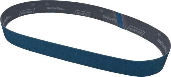Norton - 2" Wide x 48" OAL, 40 Grit, Zirconia Alumina Abrasive Belt - Zirconia Alumina, Coarse, Coated, Y Weighted Cloth Backing, Dry, Series R821 - Eagle Tool & Supply