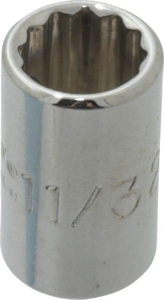Proto - 11/32", 1/4" Drive, Standard Hand Socket - 12 Points, 7/8" OAL, Chrome Finish - Eagle Tool & Supply