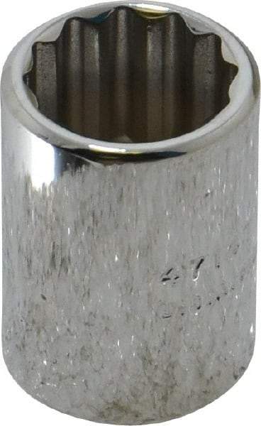 Proto - 7/16", 1/4" Drive, Standard Hand Socket - 12 Points, 7/8" OAL, Chrome Finish - Eagle Tool & Supply