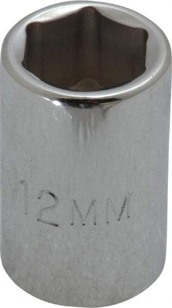 Proto - 3/8" Drive, Standard Hand Socket - 6 Points, 1-1/8" OAL, Chrome Finish - Eagle Tool & Supply