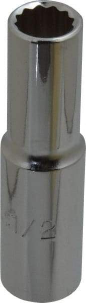 Proto - 1/2", 1/2" Drive, Deep Hand Socket - 12 Points, 3-1/4" OAL, Chrome Finish - Eagle Tool & Supply