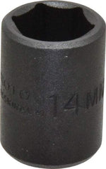 Proto - 3/8" Drive 14mm Standard Impact Socket - 6 Points, 1-3/32" OAL - Eagle Tool & Supply