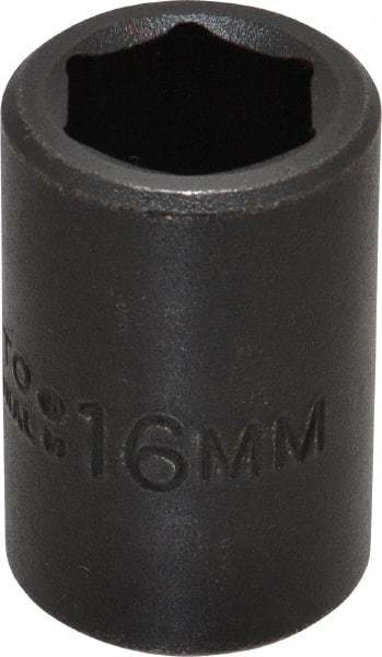 Proto - 1/2" Drive 16mm Standard Impact Socket - 6 Points, 1-1/2" OAL - Eagle Tool & Supply