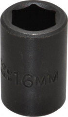 Proto - 1/2" Drive 16mm Standard Impact Socket - 6 Points, 1-1/2" OAL - Eagle Tool & Supply
