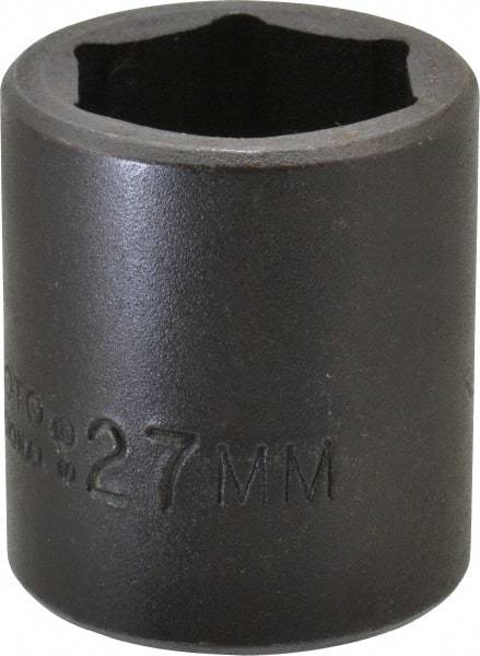 Proto - 1/2" Drive 27mm Standard Impact Socket - 6 Points, 2" OAL - Eagle Tool & Supply