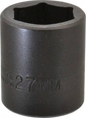 Proto - 1/2" Drive 27mm Standard Impact Socket - 6 Points, 2" OAL - Eagle Tool & Supply