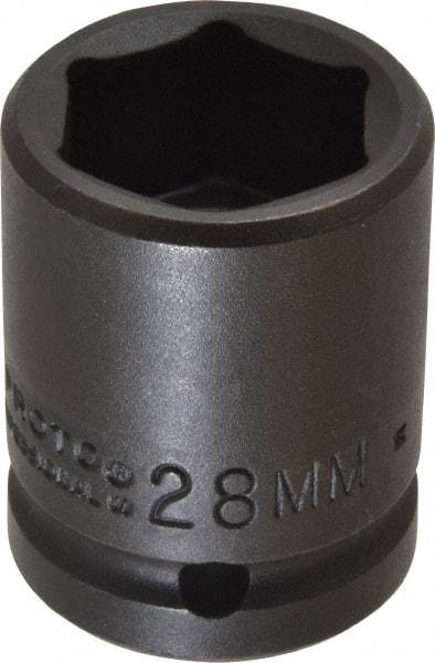 Proto - 3/4" Drive 28mm Standard Impact Socket - 6 Points, 2-3/64" OAL - Eagle Tool & Supply