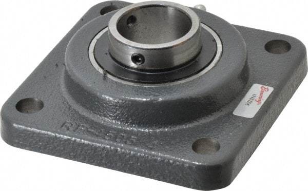Browning - 1-1/4" ID, 4-1/4" OAL x 4-1/4" OAH 4-Bolt Flange - 2,567 Lb Static Cap, 4,381 Lb Dyn Cap, 3-1/4" Btw Mnt Hole Ctrs, Cast Iron - Eagle Tool & Supply