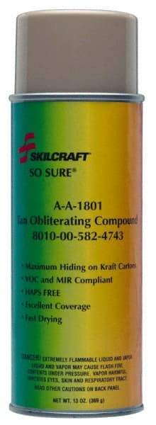 Ability One - Tan, Enamel Spray Paint - 8 to 10 Sq Ft per Can, 11 oz Container - Eagle Tool & Supply