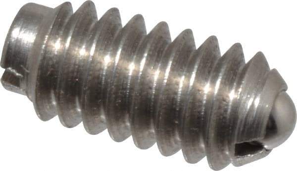 Gibraltar - 1/4-20, 0.125" Ball Diam, 17/32" Body Length, 0.035" Max Ball Reach, Threaded Ball Plunger - Stainless Steel Body, Stainless Steel Ball, 4 Lb Initial End Force, 12 Lb Final End Force - Eagle Tool & Supply