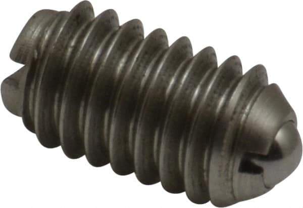 Gibraltar - 5/16-18, 0.156" Ball Diam, 37/64" Body Length, 0.04" Max Ball Reach, Threaded Ball Plunger - Stainless Steel Body, Stainless Steel Ball, 6 Lb Initial End Force, 17 Lb Final End Force - Eagle Tool & Supply