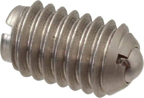 Gibraltar - 3/8-16, 0.187" Ball Diam, 5/8" Body Length, 0.048" Max Ball Reach, Threaded Ball Plunger - Stainless Steel Body, Stainless Steel Ball, 6 Lb Initial End Force, 21 Lb Final End Force - Eagle Tool & Supply