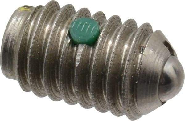 Gibraltar - 3/8-16, 0.187" Ball Diam, 5/8" Body Length, 0.048" Max Ball Reach, Threaded Ball Plunger - Stainless Steel Body, Stainless Steel Ball, 6 Lb Initial End Force, 21 Lb Final End Force, Locking Element - Eagle Tool & Supply
