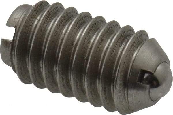Gibraltar - 5/16-18, 0.156" Ball Diam, 37/64" Body Length, 0.04" Max Ball Reach, Threaded Ball Plunger - Stainless Steel Body, Stainless Steel Ball, 2 Lb Initial End Force, 4.5 Lb Final End Force - Eagle Tool & Supply