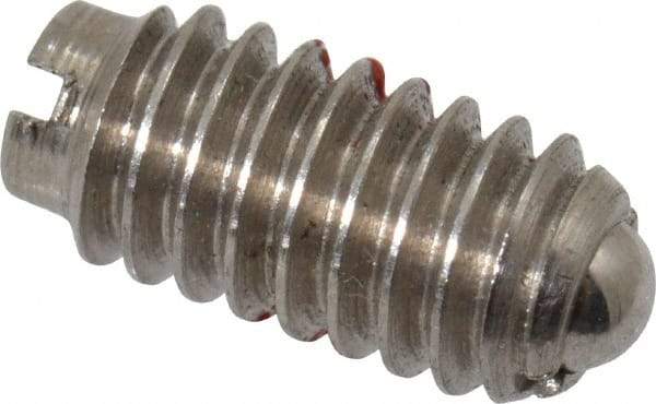 Gibraltar - 8-32, 0.093" Ball Diam, 11/32" Body Length, 0.025" Max Ball Reach, Threaded Ball Plunger - Stainless Steel Body, Stainless Steel Ball, 0.5 Lb Initial End Force, 1.25 Lb Final End Force, Locking Element - Eagle Tool & Supply