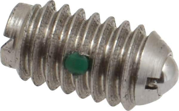 Gibraltar - 5/16-18, 0.156" Ball Diam, 37/64" Body Length, 0.04" Max Ball Reach, Threaded Ball Plunger - Stainless Steel Body, Stainless Steel Ball, 4 Lb Initial End Force, 9 Lb Final End Force, Locking Element - Eagle Tool & Supply