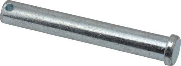 Made in USA - 1/2" Pin Diam, 3-1/2" OAL, Standard Clevis Pin - 5/32" Hole, 3-11/32" Usable Length, Zinc-Plated Steel - Eagle Tool & Supply