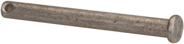 Made in USA - 1/4" Pin Diam, 2-1/2" OAL, Standard Clevis Pin - 3/32" Hole, 2-13/32" Usable Length, Uncoated Stainless Steel - Eagle Tool & Supply